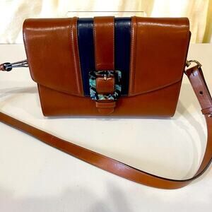 BRAHMIN WHISKY PORTICO JACQUELIN Shoulder Bag brown navy